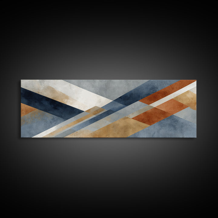 Warm Geometric Tile Pattern Canvas Print, Patio Art, Minimalist Decor, Patio Decor, Abstract Art, Outdoor, Yard Art, Metal Art, PAT-3x1-88