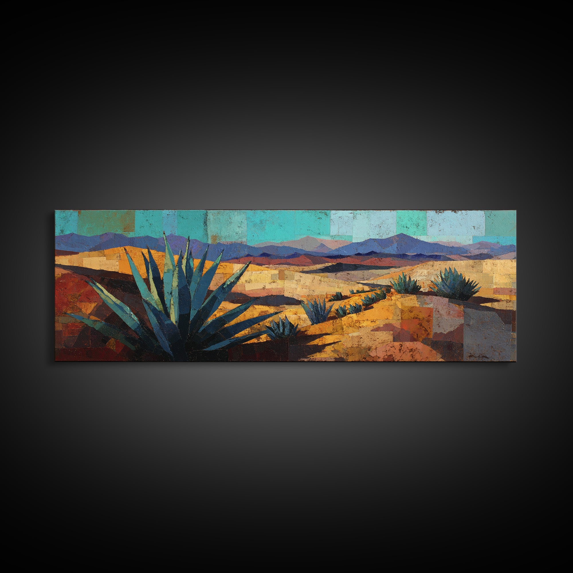 Desert Patio Agave and Bougainvillea Framed Canvas Print, Patio Art, Western Decor, Patio Decor, Fine Art, Outdoor, Floral Art, PAT-3x1-9
