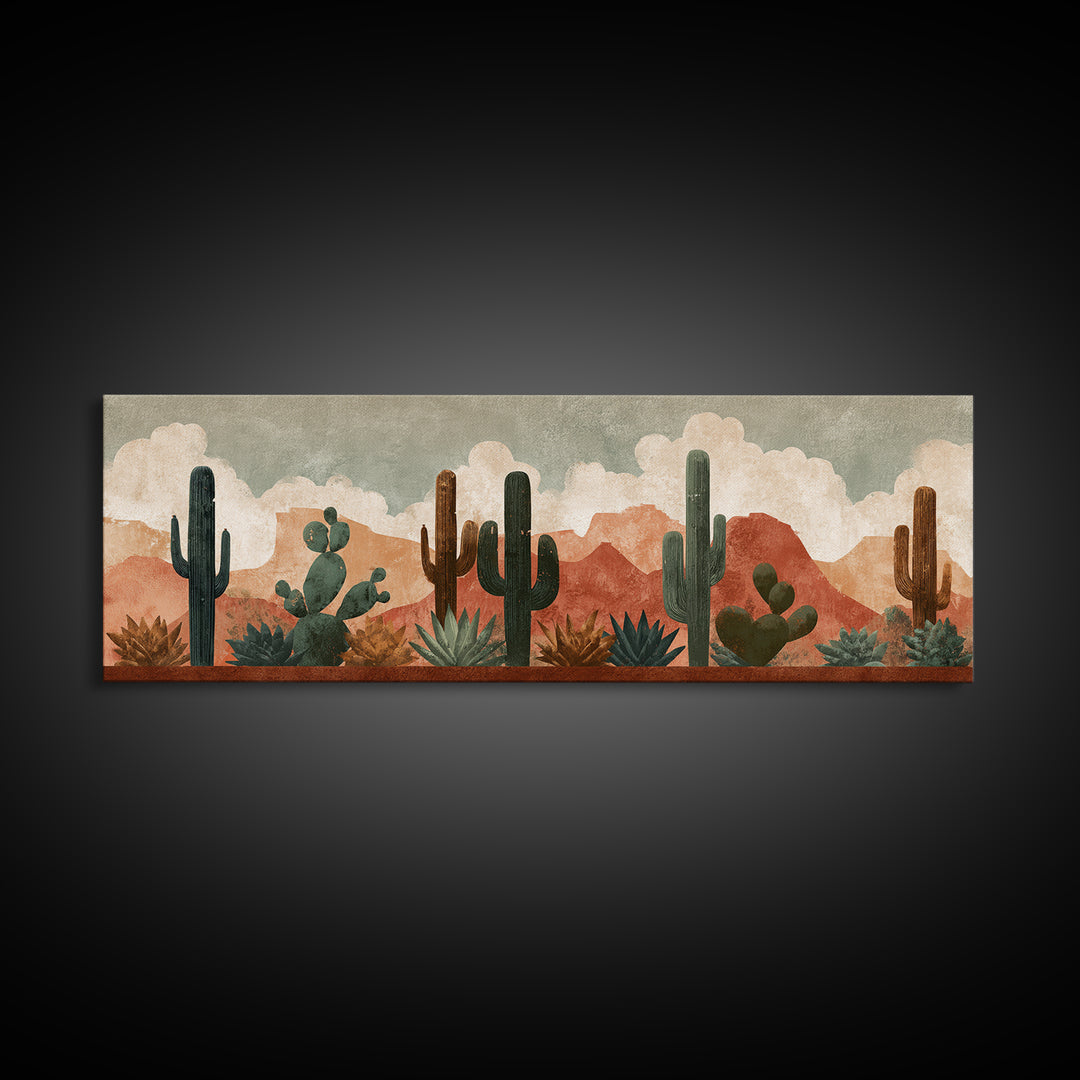Cactus and Agave Canvas Print, Patio Art, Metal Wall Art, Patio Decor, Oil Painting, Outdoor, Coastal Wall Decor, Beach Art, PAT-3x1-92