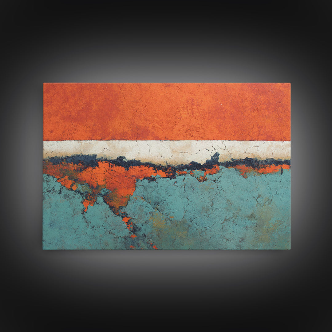 Bright Coral and Turquoise Abstract for Outdoors Canvas Print, Patio Art, Floral Wall Art, Patio Decor, Abstract Art, Outdoor, PAT-3x2-16