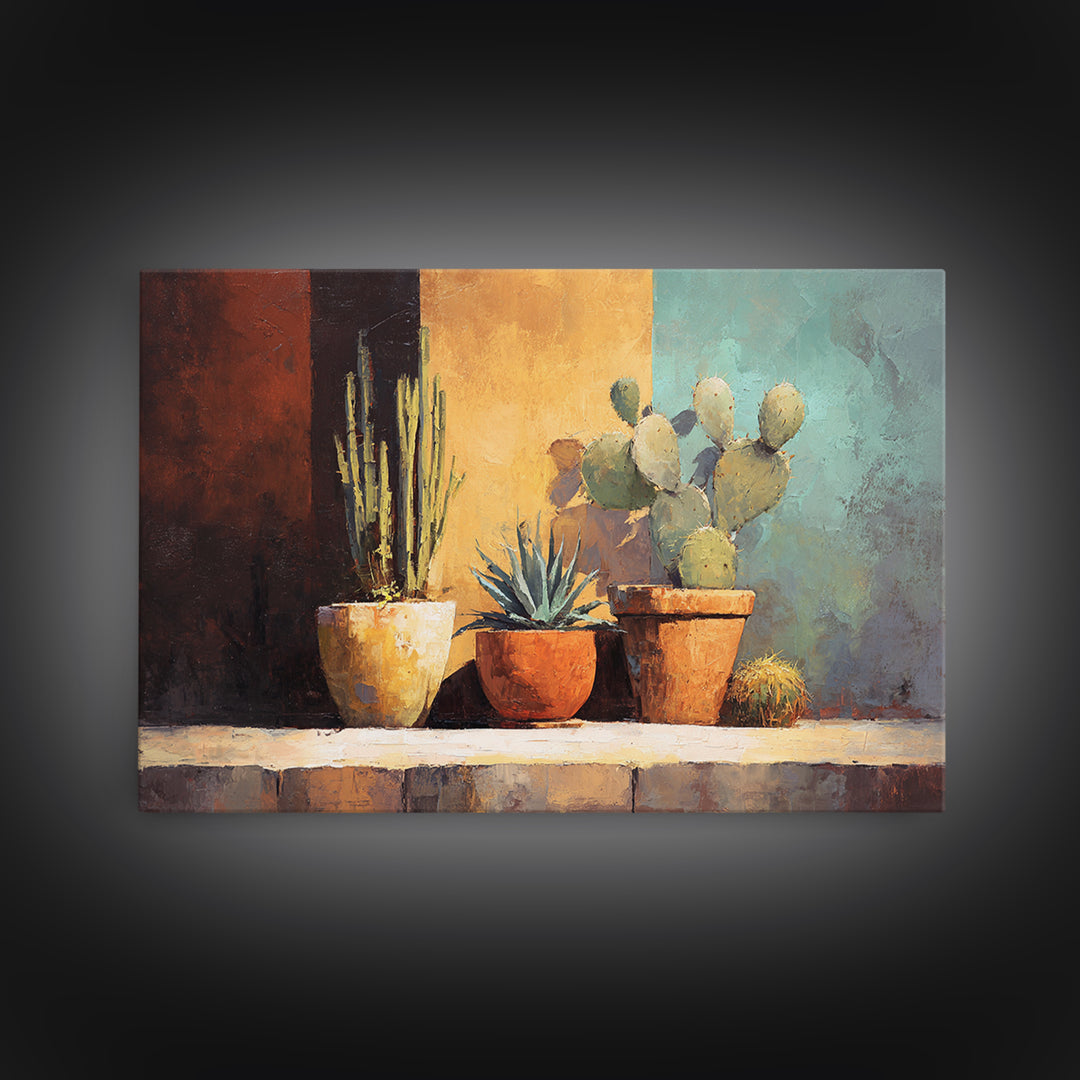 Cactus and Agave Canvas Print, Patio Art, Coastal Wall Decor, Patio Decor, Fine Art, Outdoor, Gallery Decor, Neutral Decor, PAT-3x2-32