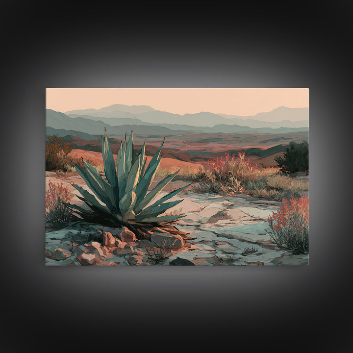 Desert Patio Agave and Bougainvillea Framed Canvas Print, Patio Art, Lake House Decor, Patio Decor, Fine Art, Outdoor, PAT-3x2-45