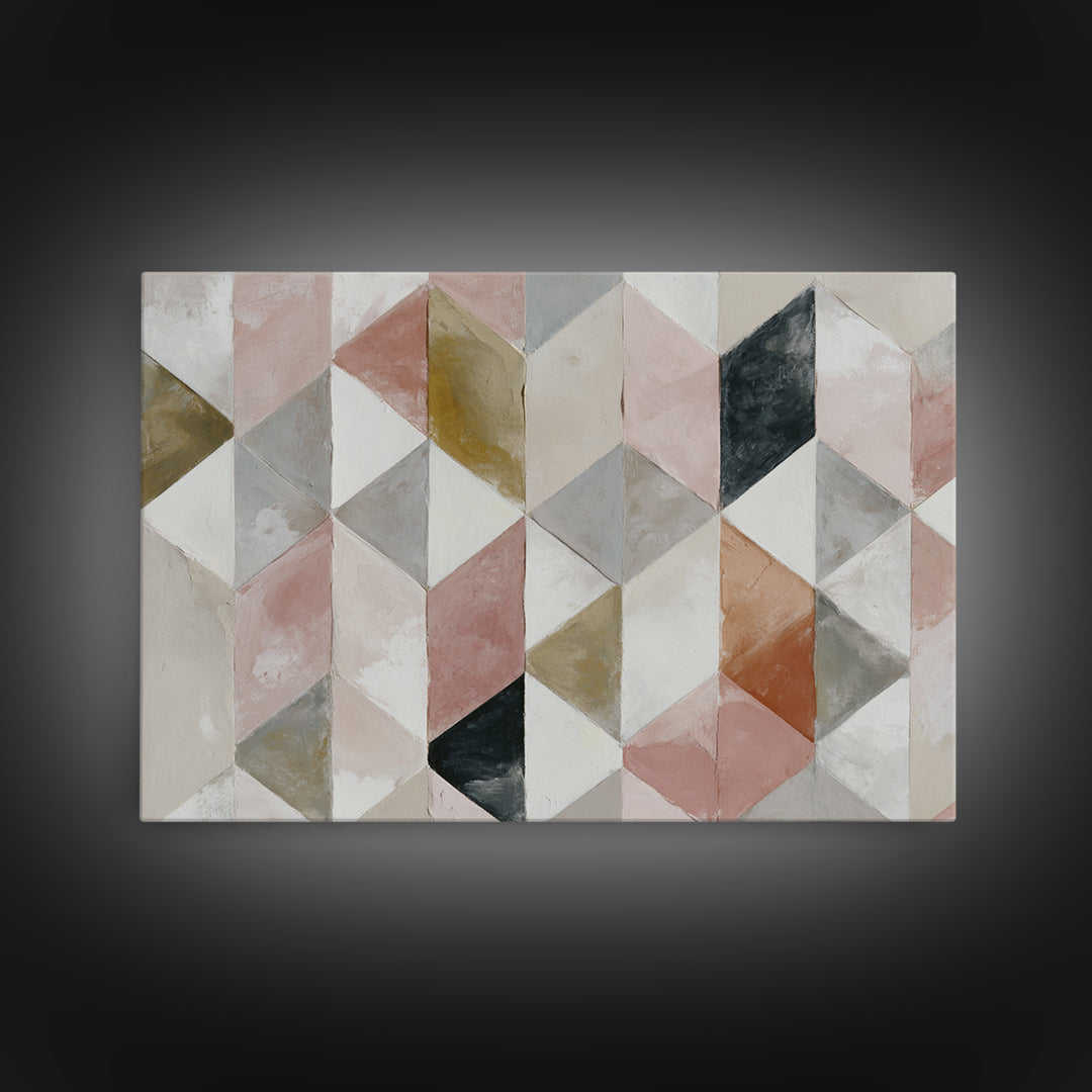 Warm Geometric Tile Pattern Canvas Print, Patio Art, Bar Art, Patio Decor, Fine Art, Outdoor, Outdoor Art, Gallery Decor, PAT-3x2-52