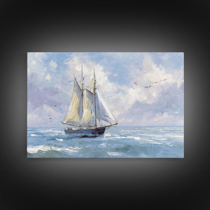 Sailboat on a Breezy Summer Horizon Canvas Print, Patio Art, Textured Painting, Patio Decor, Outdoor, Outdoor Wall Art, PAT-3x2-67