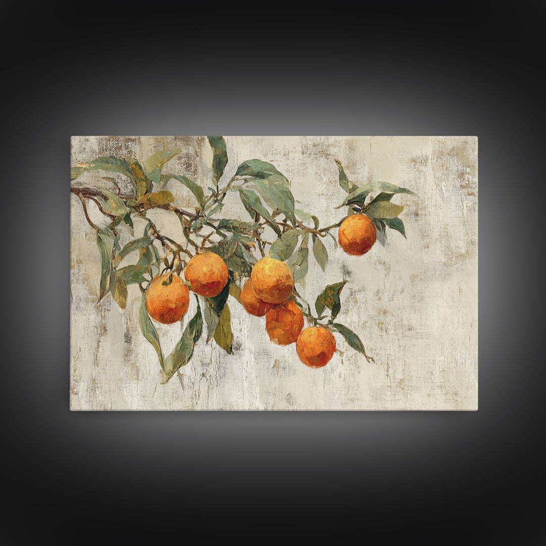 Orange Tree Branch Canvas Print, Patio Art, Porch Decor, Patio Decor, Oil Painting, Outdoor, Fine Art Print, Statement Artwork, PAT-3x2-98