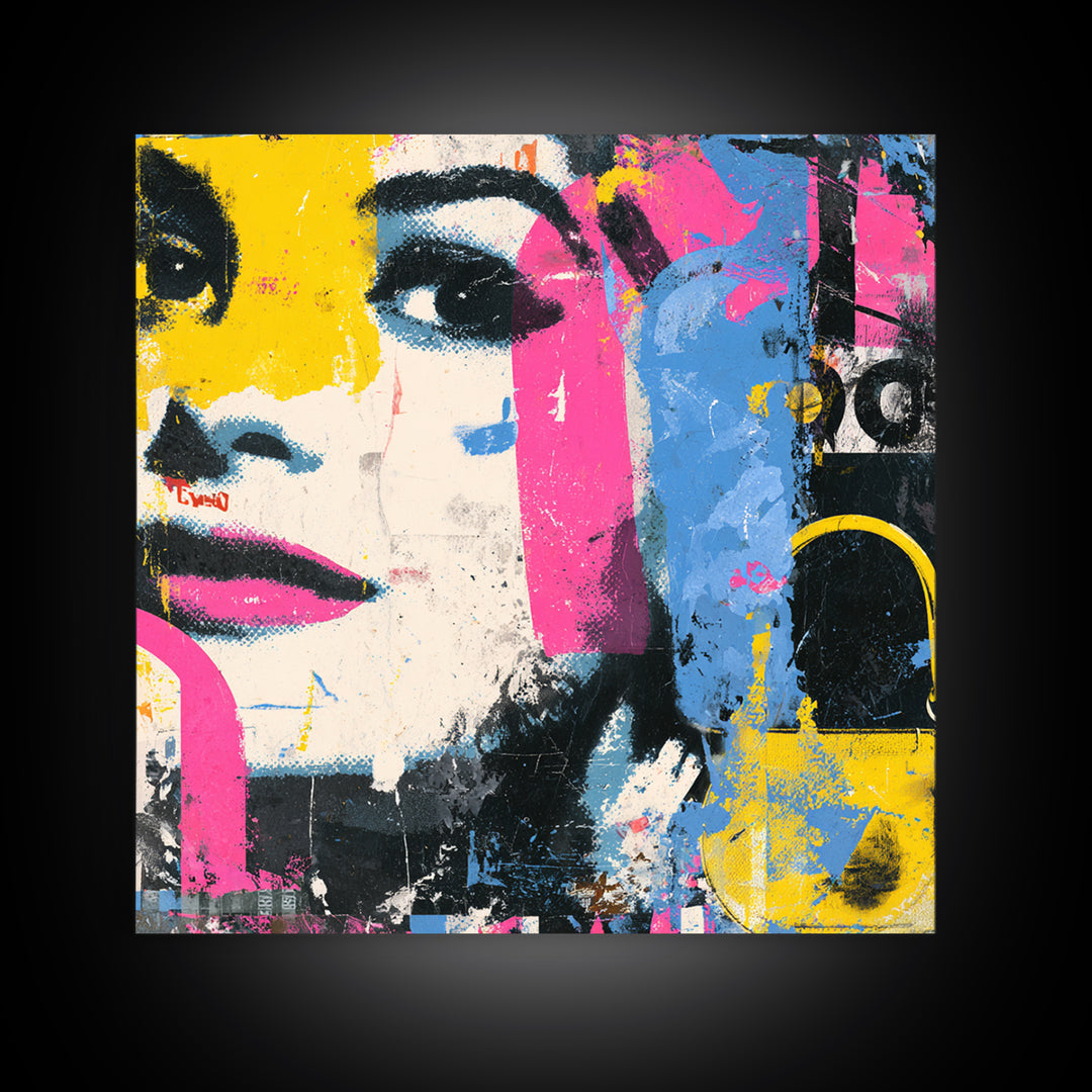 Shopping Bag Fashion Graphic Without Brands Framed Canvas Print, Pop Art, Wall Decor, Living Room Decor, Fine Art, Pop, POP-1x1-96