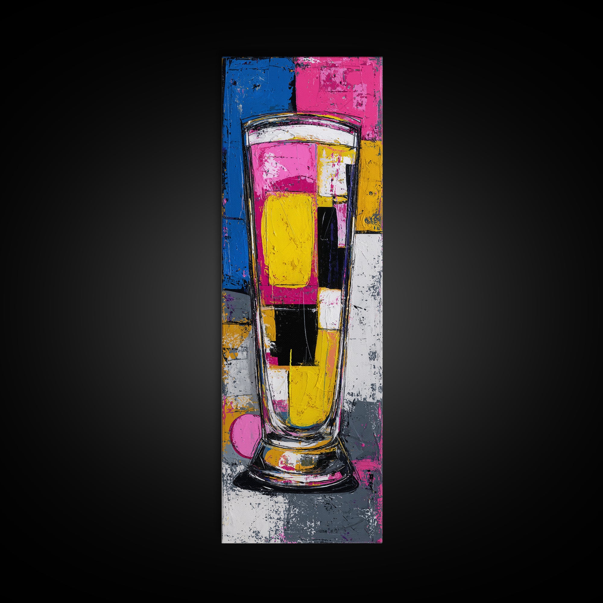 Milkshake Glass with Retro Diner Palette Canvas Print, Pop Art, Room Decor, Living Room Decor, Fine Art, Pop, Pet Portrait, POP-1x3-28