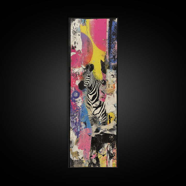 Zebra in Rainbow Pop Pattern Canvas Print, Pop Art, 3d Art, Living Room Decor, Oil Painting, Pop, Textured Painting, POP-1x3-97