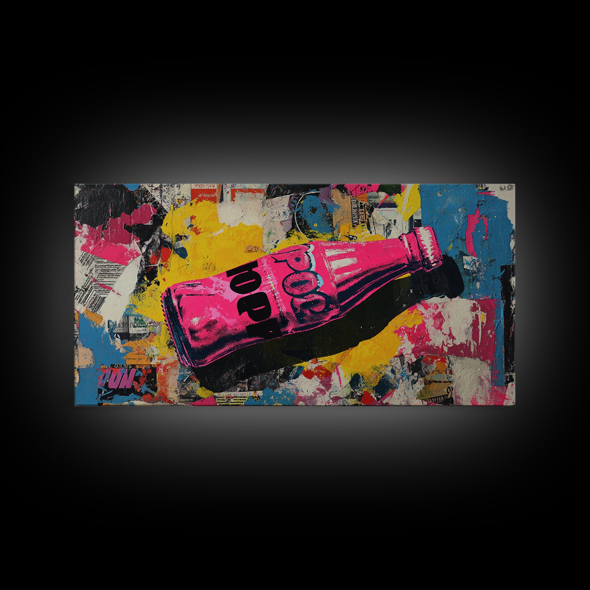 Retro Soda Bottle Canvas Print, Pop Art, Gothic Decor, Living Room Decor, Abstract Art, Pop, Dark Art, Original Artwork, POP-2x1-47