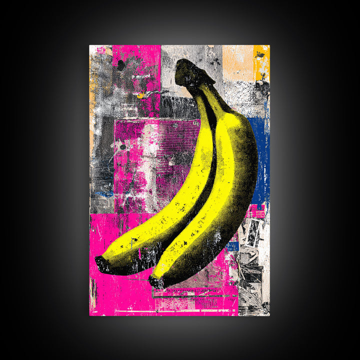 Bright Banana Still Life Canvas Print, Pop Art, Luxury Decor, Living Room Decor, Fine Art, Pop, Custom Portrait, Pet Portrait, POP-2x3-10