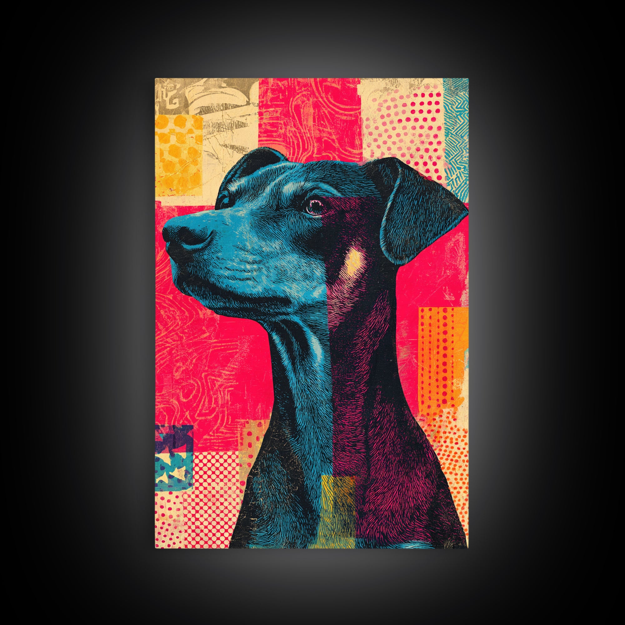 Pop Art Dog Portrait Canvas Print, Pop Art, Gallery Decor, Living Room Decor, Fine Art, Pop, Contemporary Art, Wall Art, POP-2x3-15