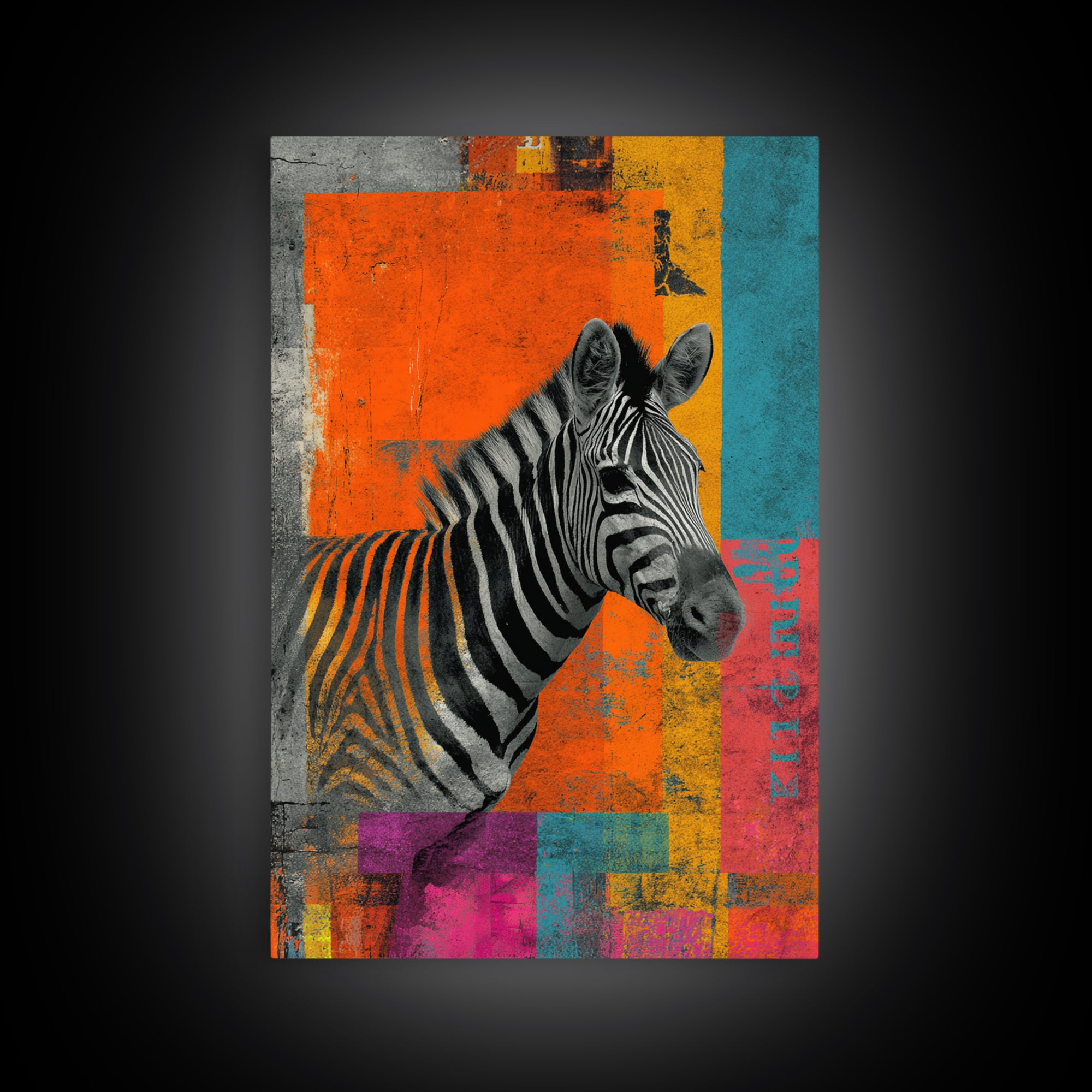 Zebra in Rainbow Pop Pattern Canvas Print, Pop Art, Painting, Living Room Decor, Fine Art, Pop, Apartment Decor, Dopamine Decor, POP-2x3-45