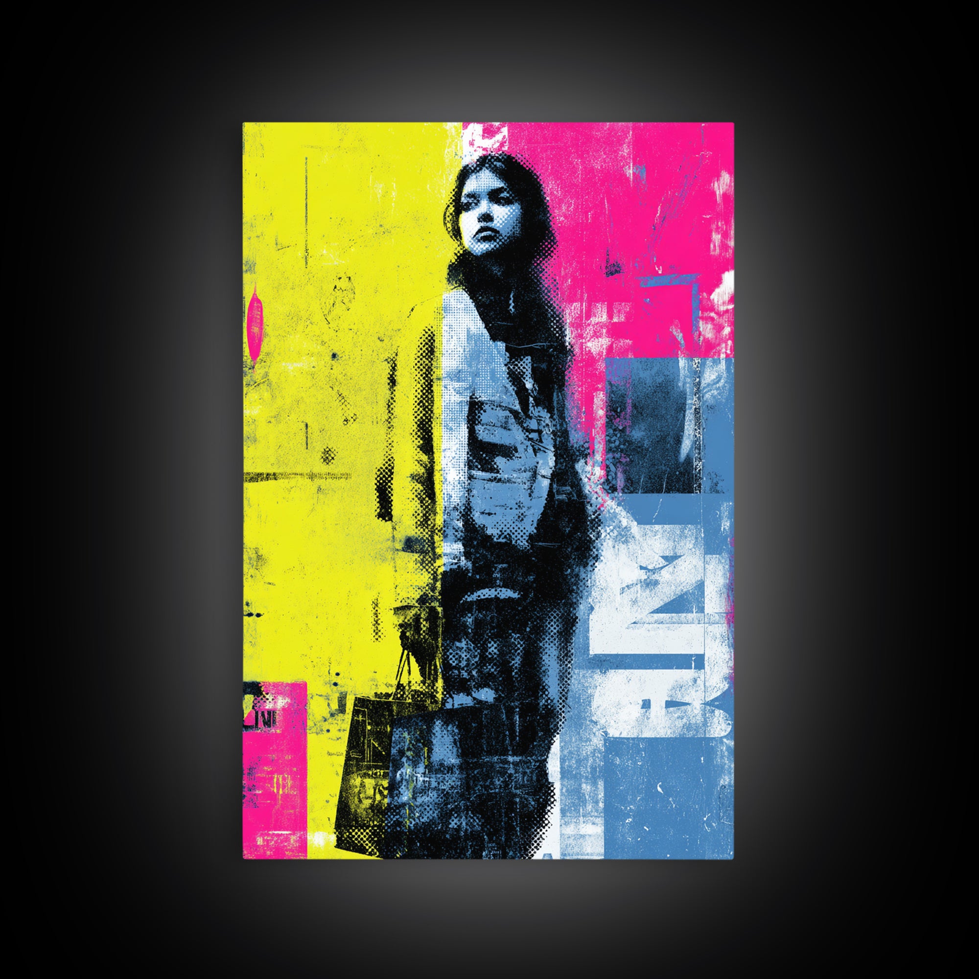 Shopping Bag Fashion Graphic Without Brands Framed Canvas Print, Pop Art, Neutral Decor, Living Room Decor, Abstract Art, Pop, POP-2x3-56