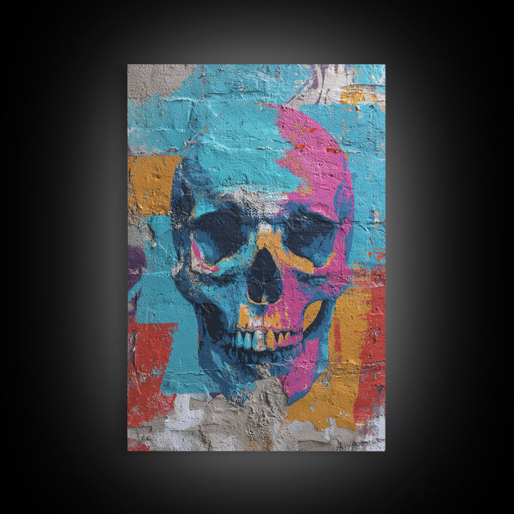 Pop Art Skull Canvas Print, Pop Art, Poster, Living Room Decor, Fine Art, Pop, Abstract Art, Bedroom Decor, Portrait, POP-2x3-79