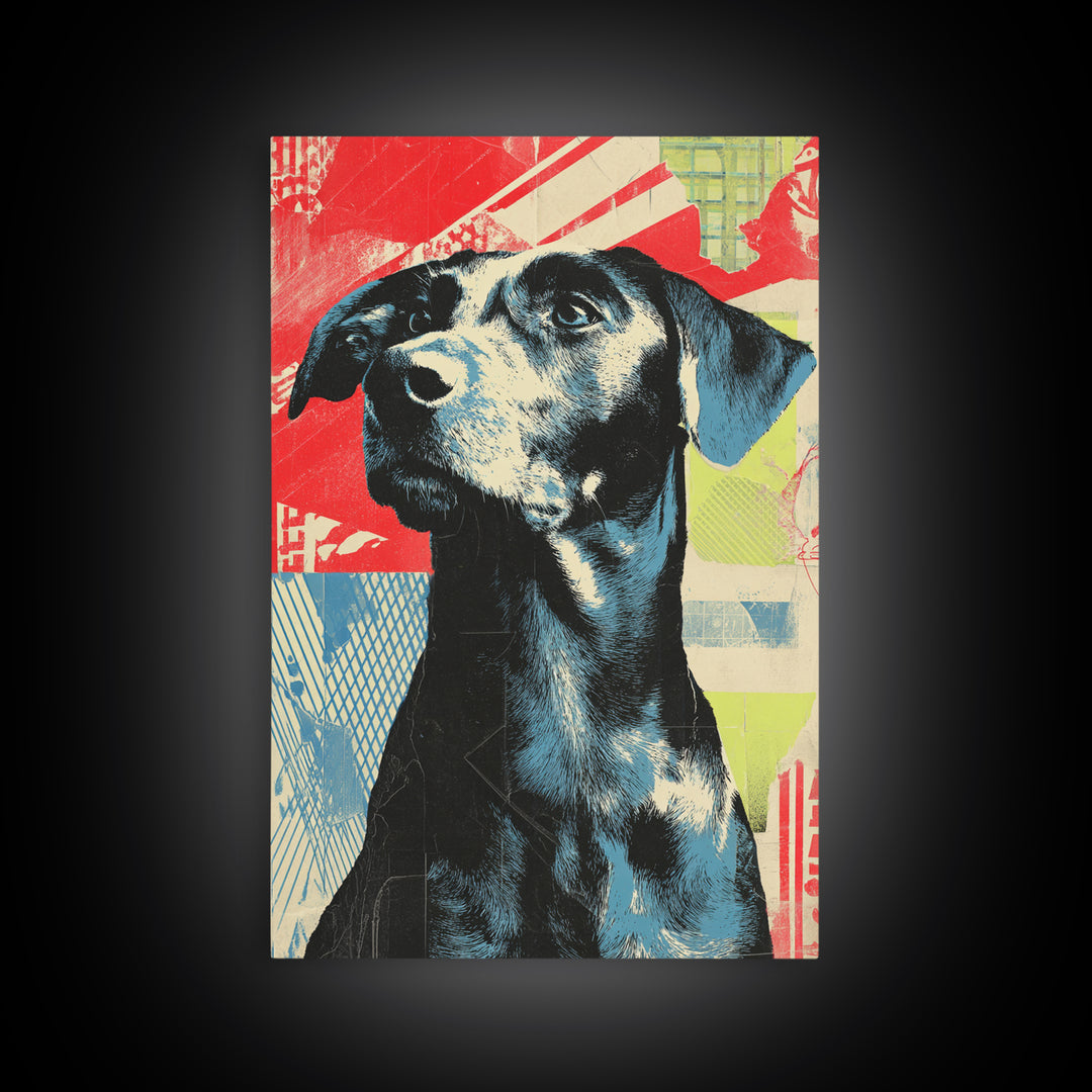 Pop Art Dog Portrait Framed Canvas Print, Pop Art, Bedroom Decor, Living Room Decor, Fine Art, Pop, 3d Art, Graffiti Art, POP-2x3-87