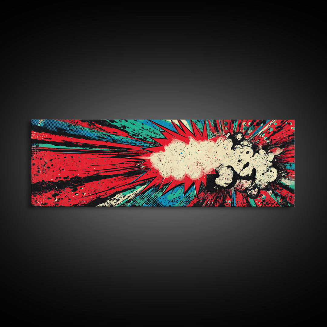 Exploding Starburst Shapes Without Text Framed Canvas Print, Pop Art, Portrait, Living Room Decor, Fine Art, Pop, Graffiti Art, POP-3x1-74