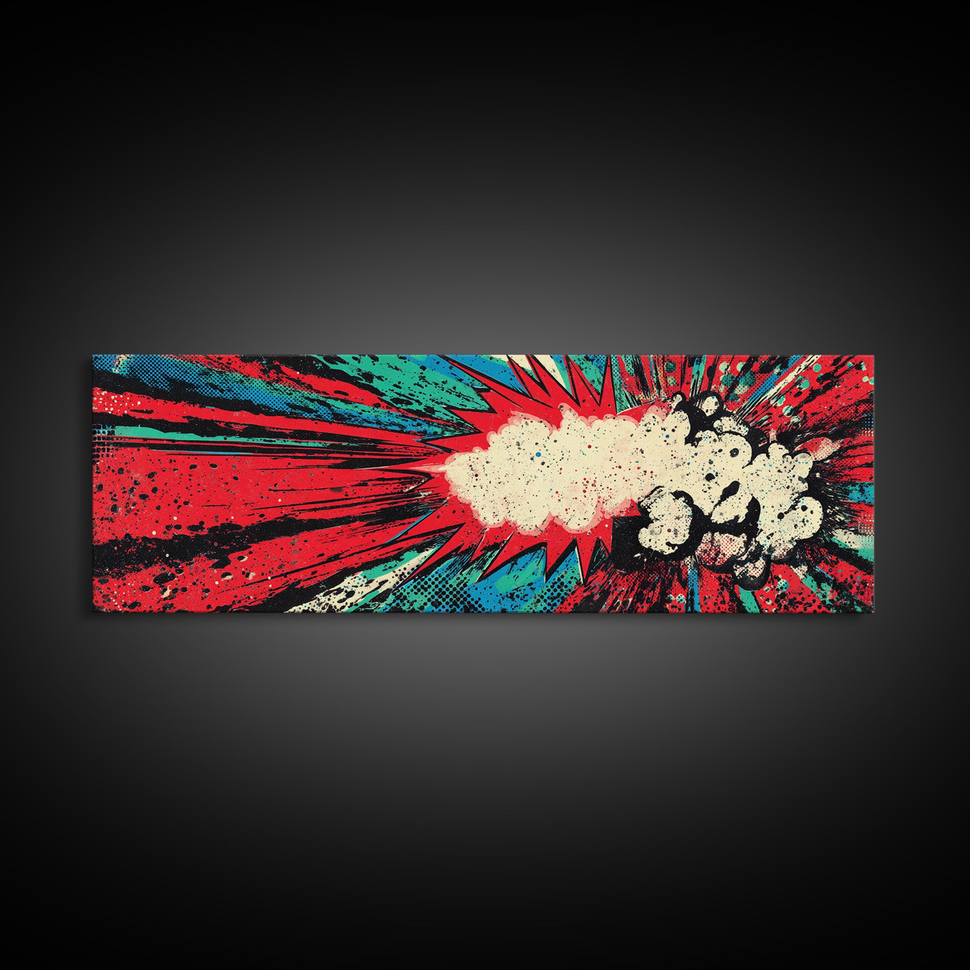 Exploding Starburst Shapes Without Text Framed Canvas Print, Pop Art, Portrait, Living Room Decor, Fine Art, Pop, Graffiti Art, POP-3x1-74