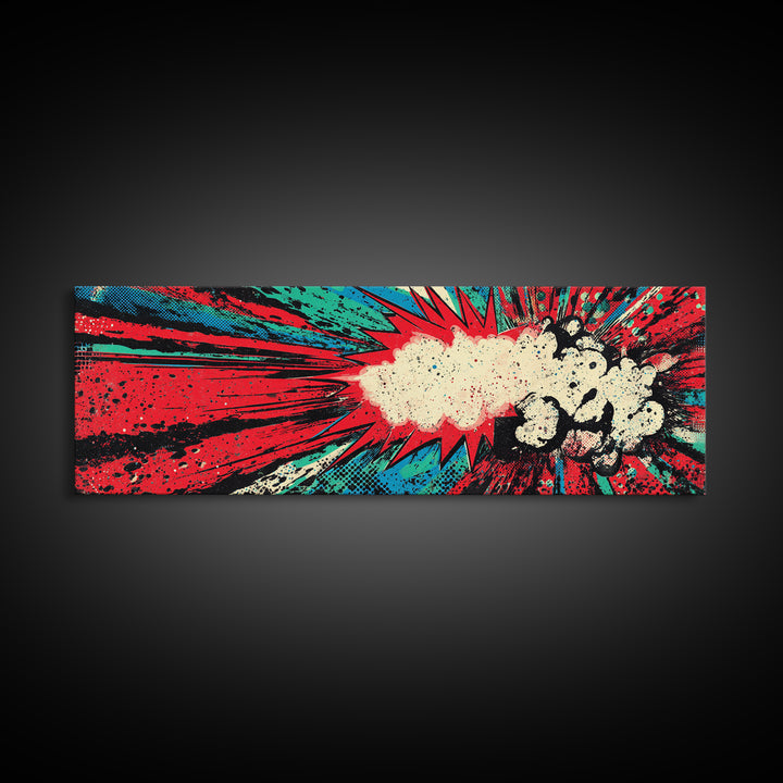 Exploding Starburst Shapes Without Text Framed Canvas Print, Pop Art, Portrait, Living Room Decor, Fine Art, Pop, Graffiti Art, POP-3x1-74
