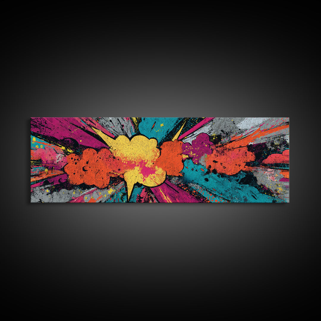 Exploding Starburst Shapes Without Text Canvas Print, Pop Art, Canvas Painting, Living Room Decor, Pop, Statement Artwork, POP-3x1-98