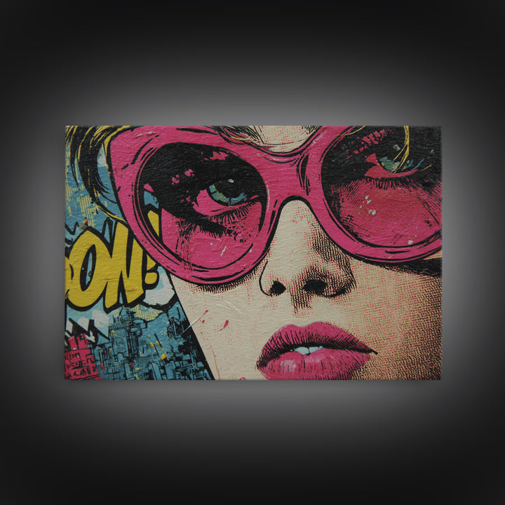 Glamorous Sunglasses Face Canvas Print, Pop Art, Original Art, Living Room Decor, Pop, Original Artwork, Football Wall Art, POP-3x2-12
