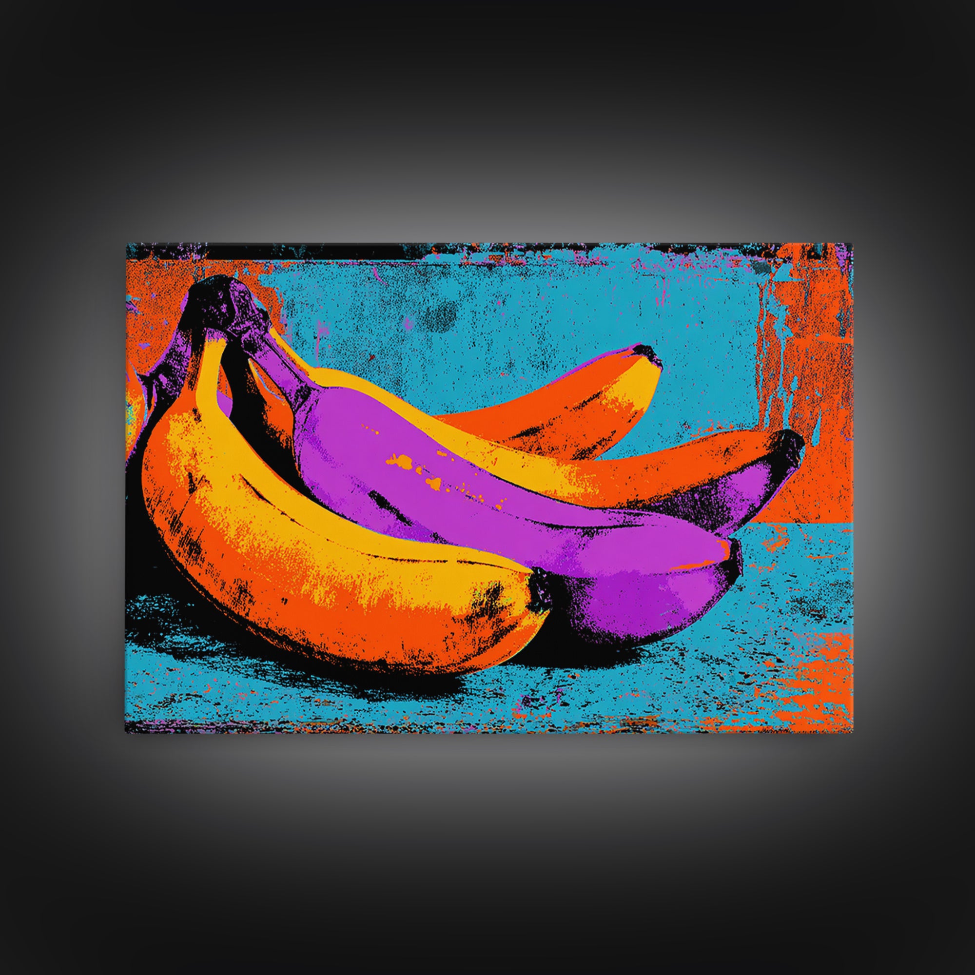 Bright Banana Still Life Canvas Print, Pop Art, Portrait, Living Room Decor, Fine Art, Pop, Graffiti Art, Eclectic Home Decor, POP-3x2-30