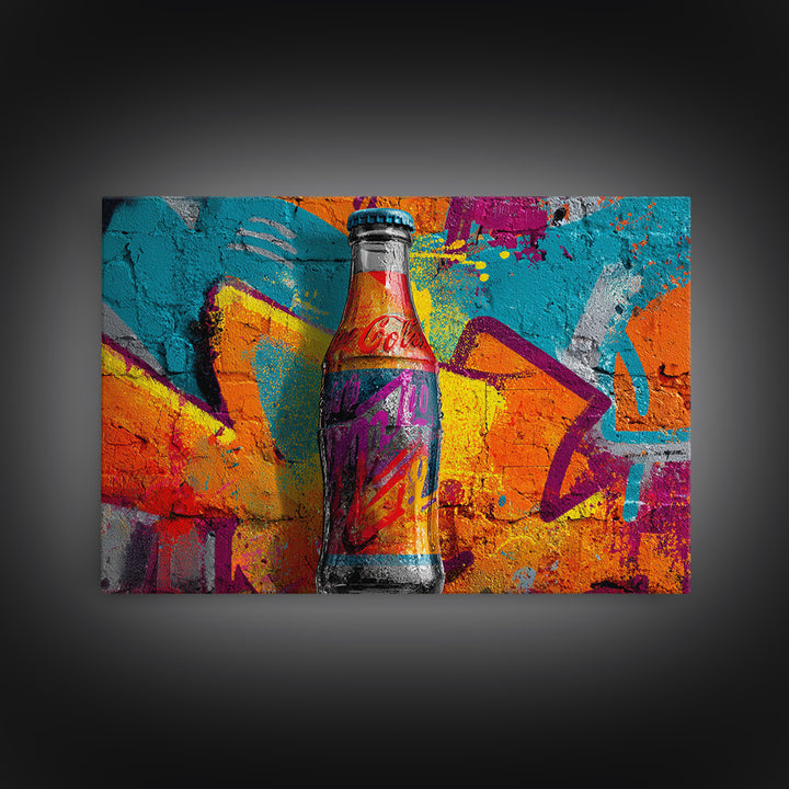 Retro Soda Bottle Framed Canvas Print, Pop Art, Art, Living Room Decor, Abstract Art, Pop, Bedroom Decor, Portrait, POP-3x2-55