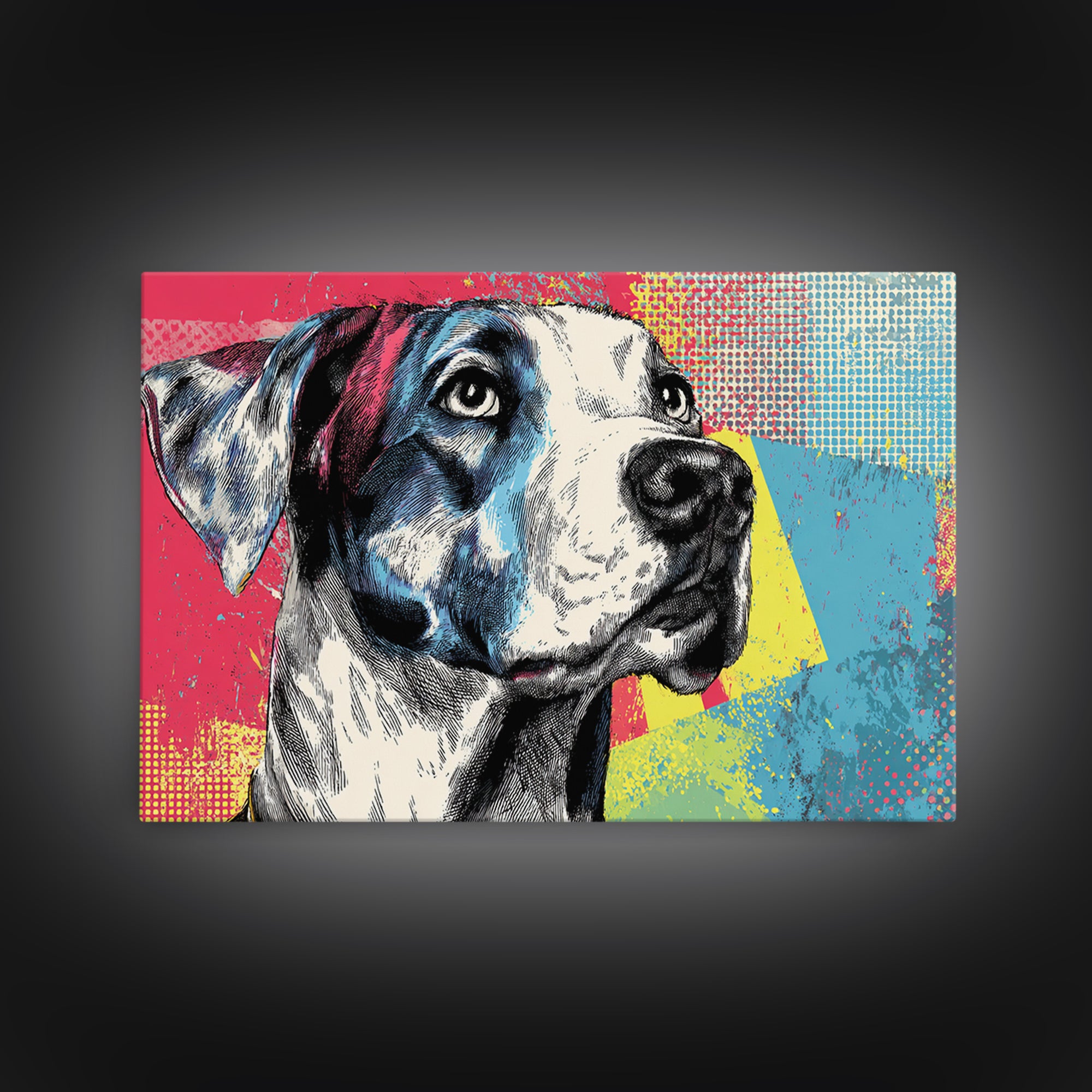Pop Art Dog Portrait Framed Canvas Print, Pop Art, Art Print, Living Room Decor, Fine Art, Pop, Custom Portrait, Pet Portrait, POP-3x2-59