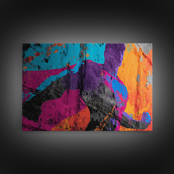 Superhero Silhouette in Dynamic Color Fields Canvas Print, Pop Art, Textured Painting, Living Room Decor, Abstract Art, Pop, POP-3x2-67