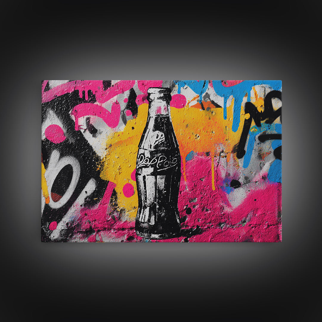 Retro Soda Bottle Framed Canvas Print, Pop Art, Home Decor, Living Room Decor, Fine Art, Pop, Canvas Wall Art, Abstract Art, POP-3x2-7