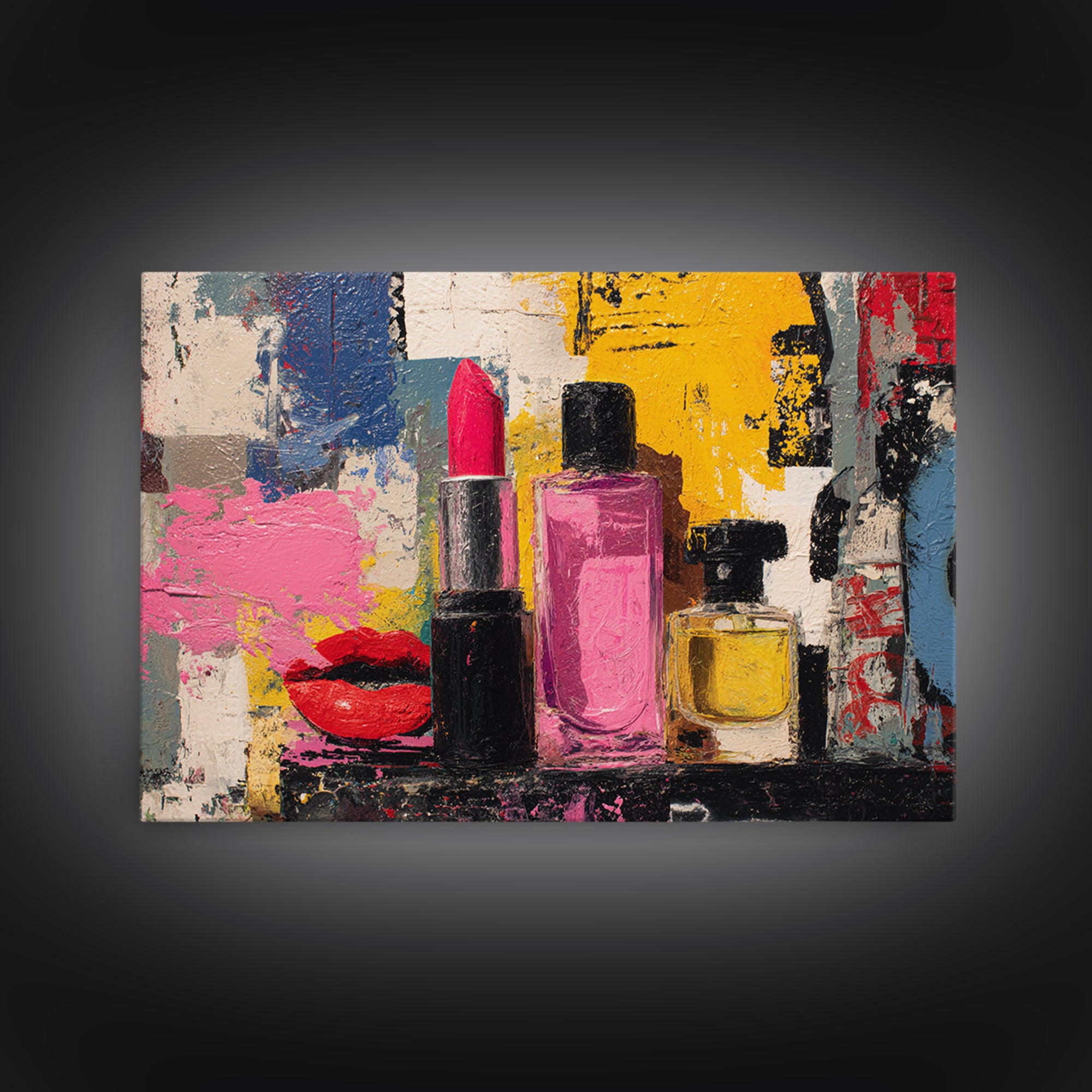 Lipstick and Perfume Fashion Still Life Canvas Print, Pop Art, Modern Decor, Living Room Decor, Fine Art, Pop, Home Decor, POP-3x2-72