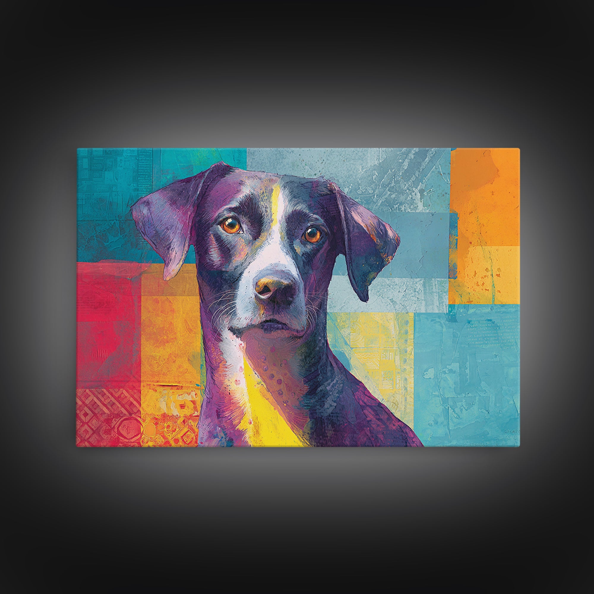Pop Art Dog Portrait Canvas Print, Pop Art, Wall Art, Living Room Decor, Fine Art, Pop, Original Art, Canvas Wall Art, POP-3x2-83