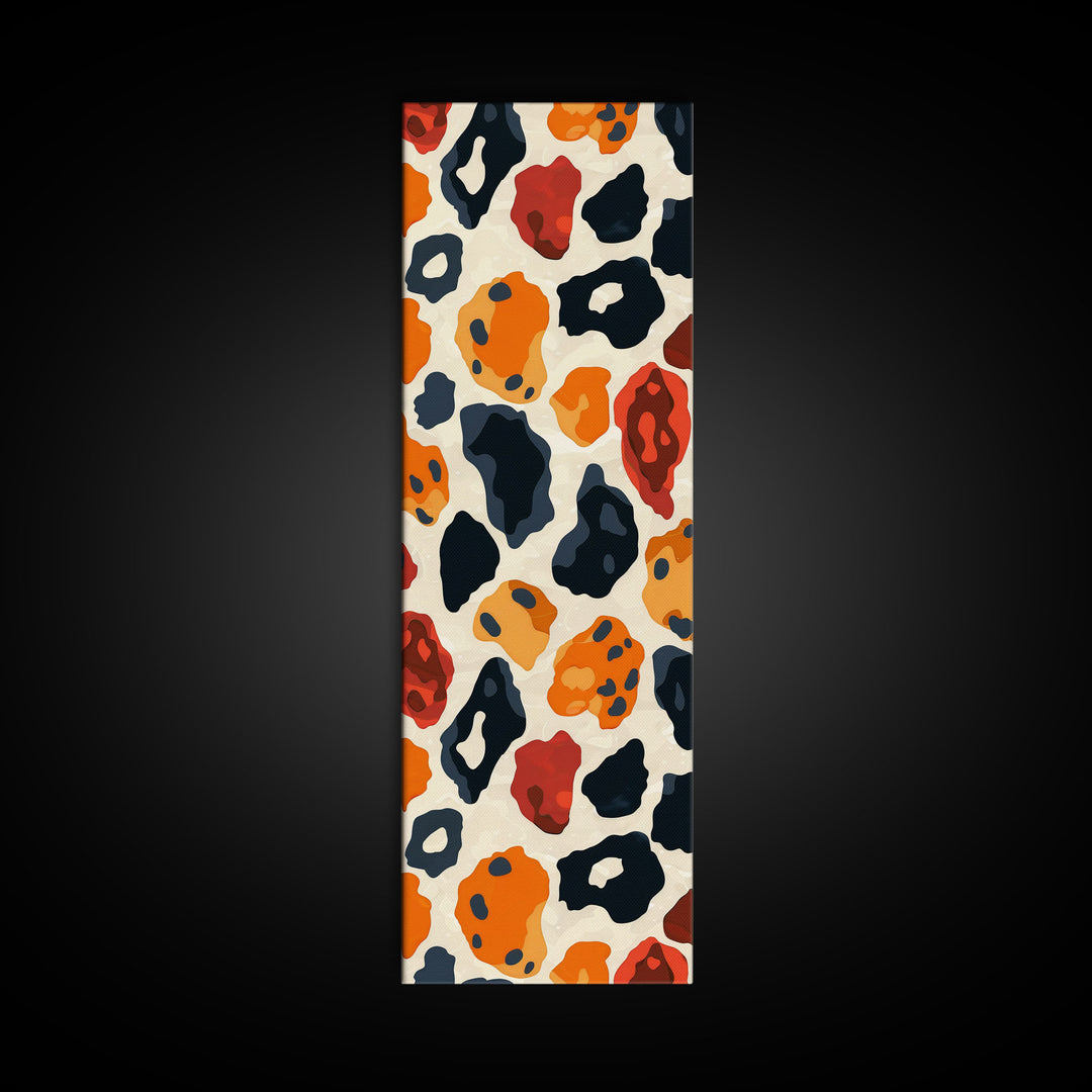 Retro Art Deco Cheetah Print Wall Art, Framed Canvas Print, MCM Style, Mid-century Modern Wall Art, Living Room Art, 70s Style Decor