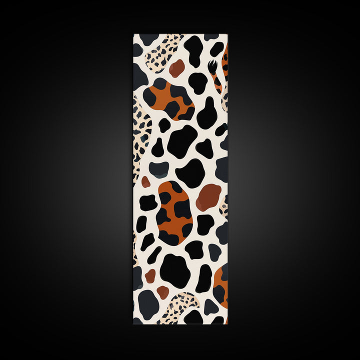 Retro Cheetah Print Wall Art Framed Canvas Print, MCM Style Art, Retro 70s Style Decor, Wood Frame Wall Art, Vintage Inspired Decor