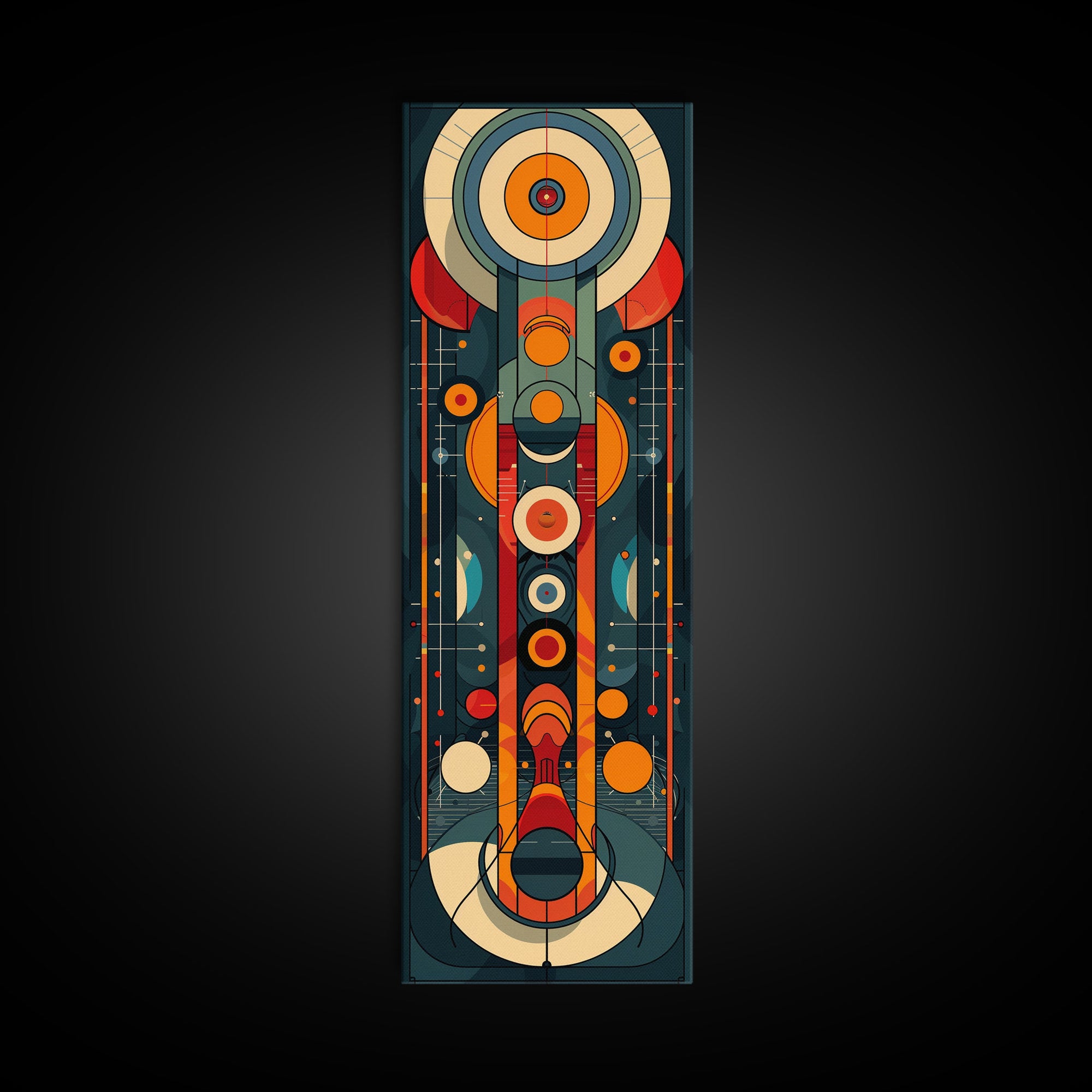 Retro Art Deco Geometric Patterns Wall Art Framed Canvas Print, Scifi / Science Fiction Decor