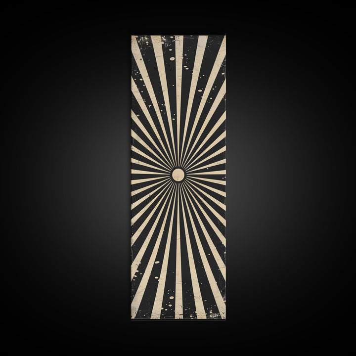 Black and White Sun Burst Art Deco Inspired Framed Canvas Print, Wall Art, Office or Mancave Wall Art