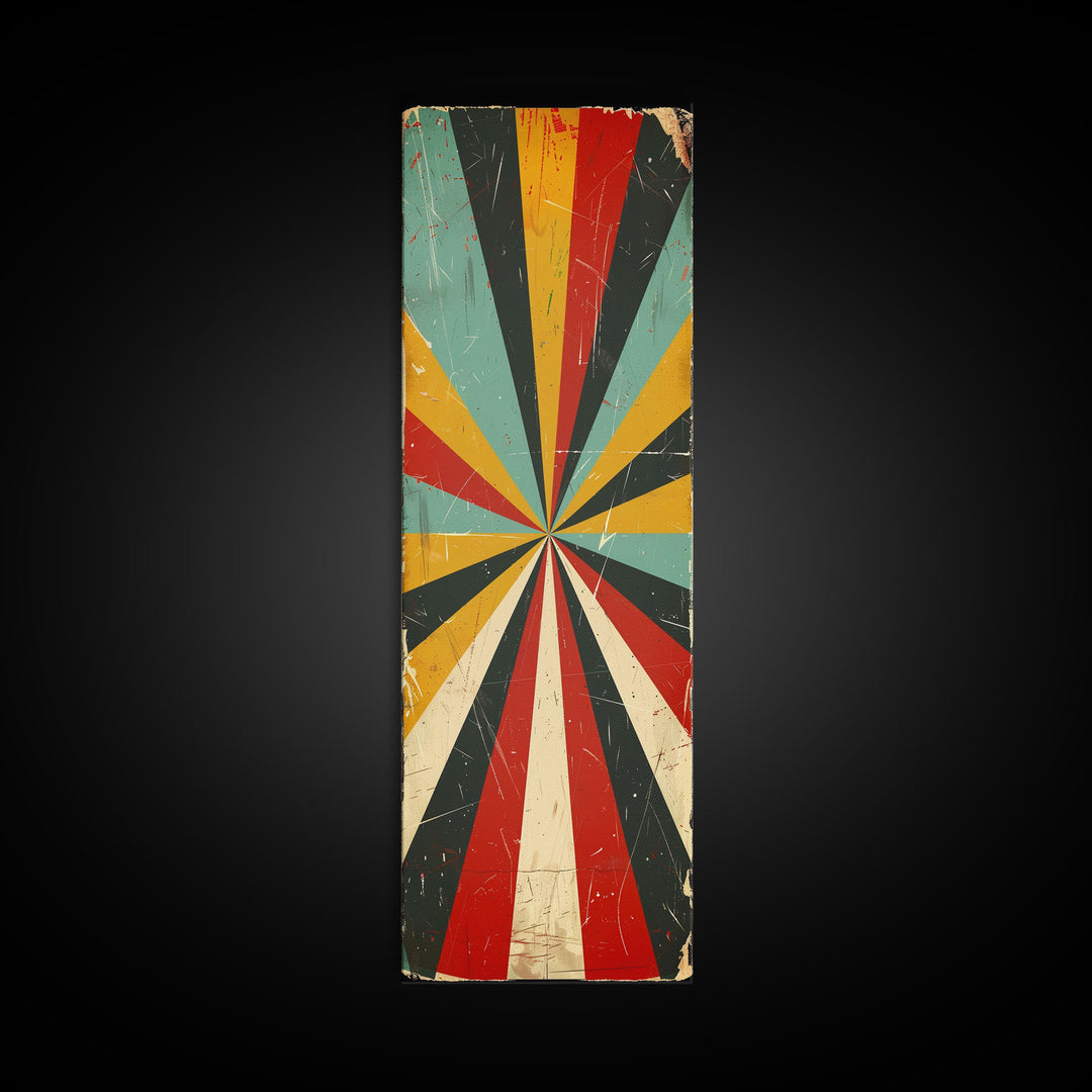 Retro MCM Style Starburst, Trippy Decor, Grunge Decor, Distressed Wall Art