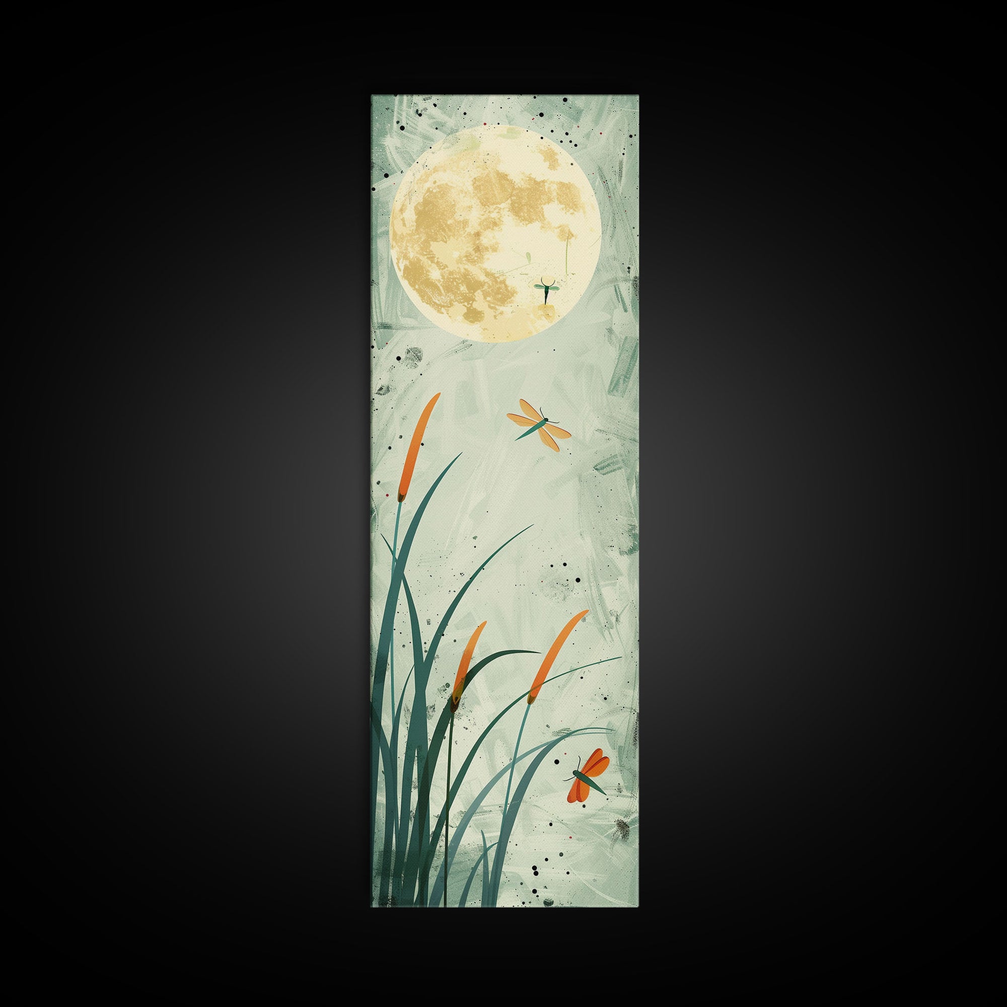 Serene Swans and Cherry Blossoms in Japanese Art Tall Skinny Framed Canvas Print - Wall Décor