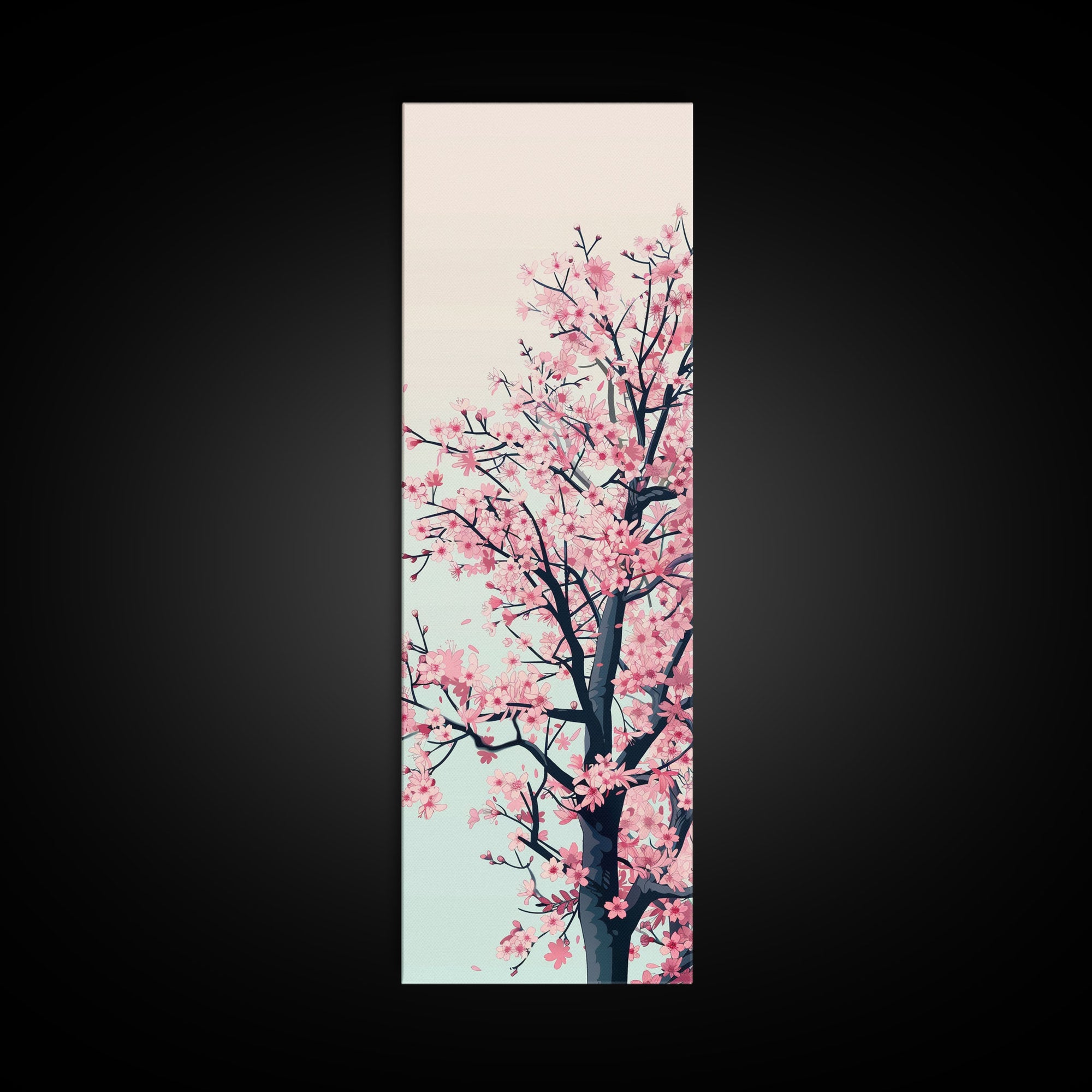 Delicate Cherry Blossom Tree In Full Bloom Against A Soft Gradient Background For Elegant Wall Art Framed Canvas Print