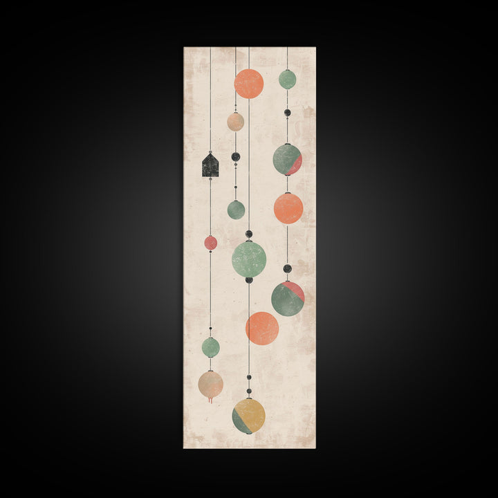 Abstract Hanging Lanterns On A Rustic Background – Framed Canvas Print With Skinny Art And Tall Art In Ukiyo-E Art And Japanese Style Art