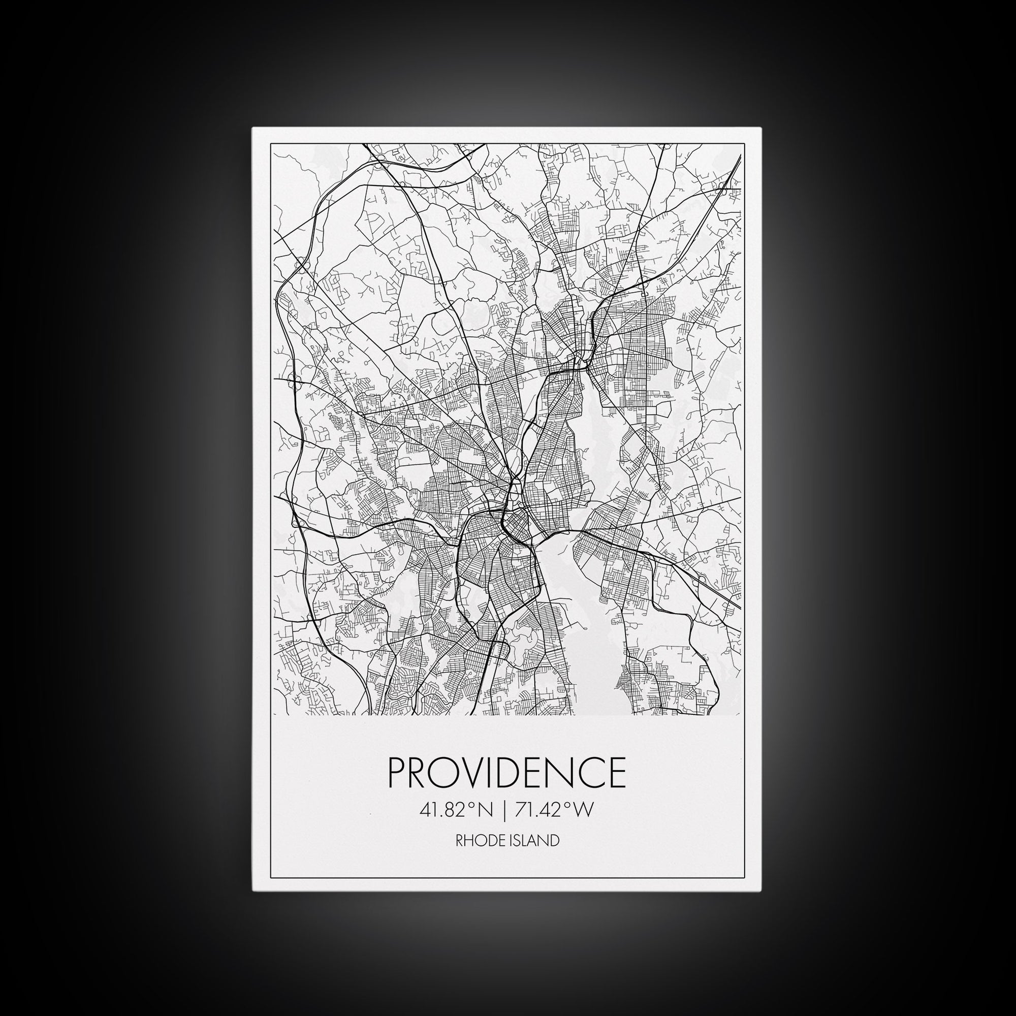 Providence Street Map, Rhode Island Map, City Map Art, Minimalist Art, Wall Art, Canvas Print, Bedroom Wall Décor, Gift For Couples,