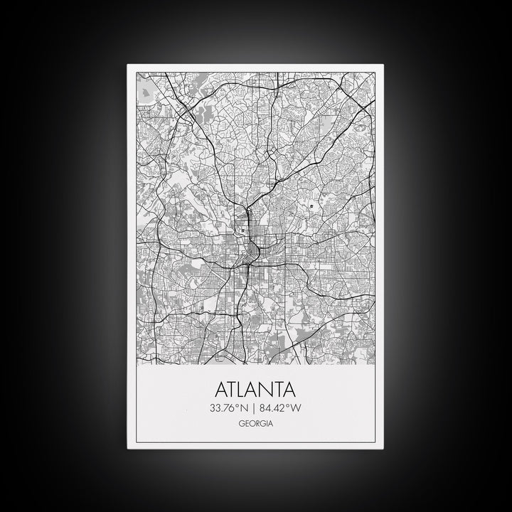 Atlanta Street Map, Georgia Map, City Map Art, Travel Print, Couple Gift, Minimalist Art Print, Wall Art, Canvas Print, Canvas Wall Art