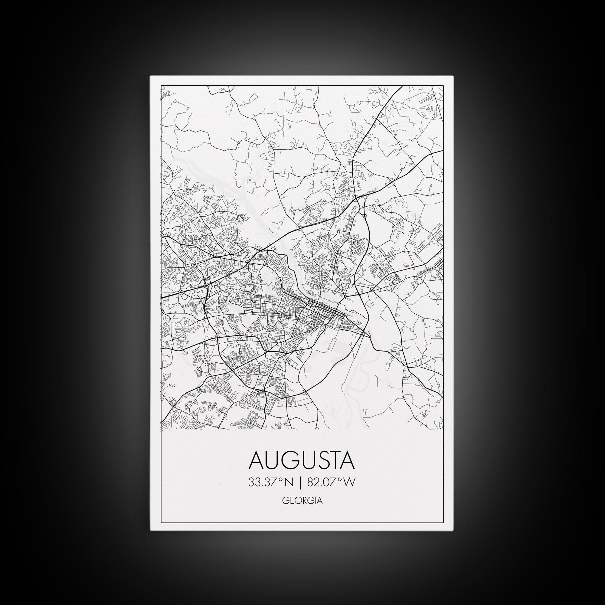 Augusta Street Map, Georgia Map, City Map Art, Dorm Wall Art, Adventure Wall Art, Minimalist Art, Wall Art, Canvas Print, Canvas Wall Art