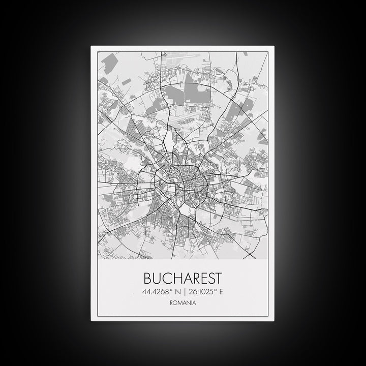 Bucharest Street Map, Romania Map, City Map Art, Modern Art, Wall Art, Canvas Print, Canvas Wall Art, Adventure Wall Art, Vacation Gift