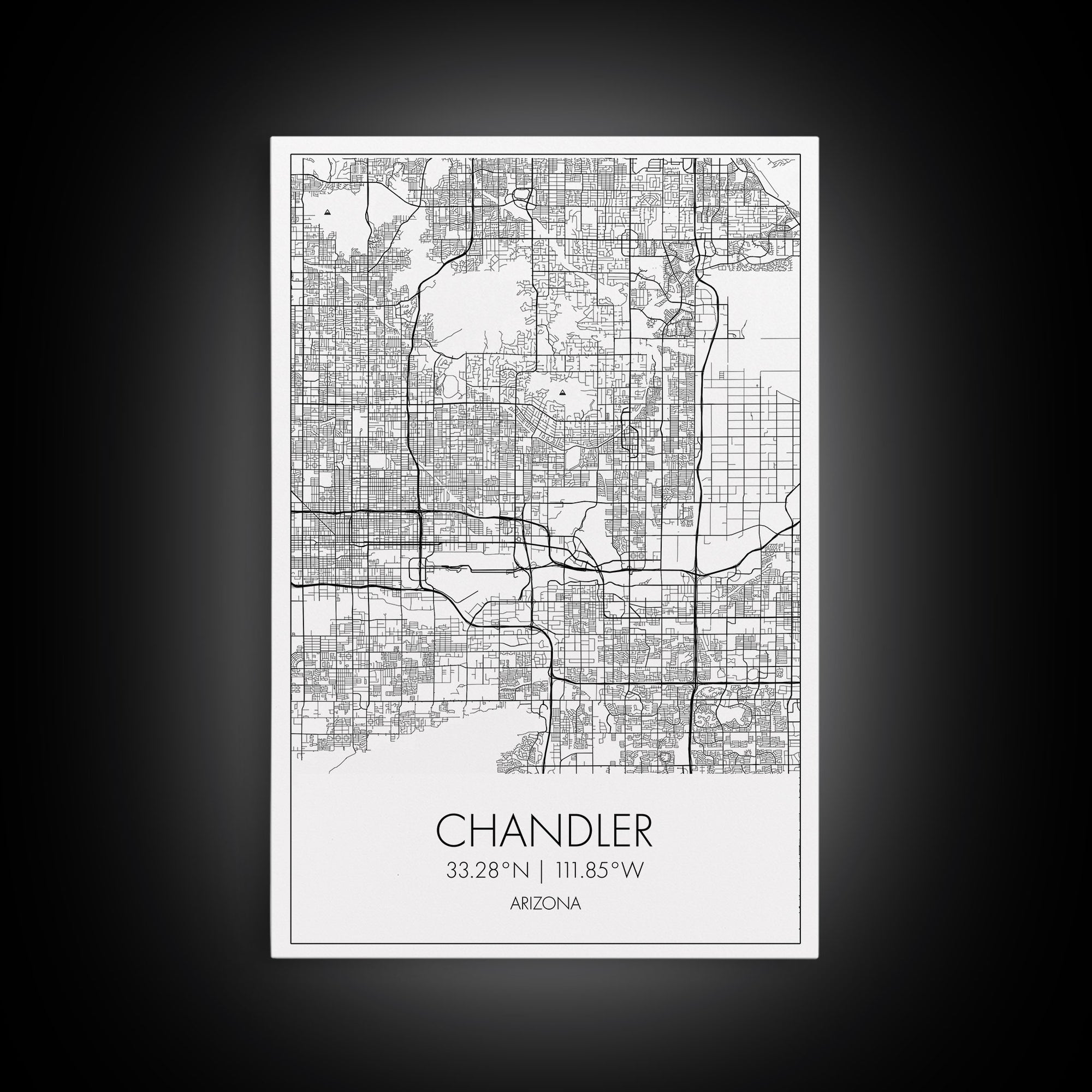 Chandler Street Map, Arizona Map, City Map Art, Modern Art, Wall Art, Canvas Print, Canvas Wall Art, Home Office Art, Housewarming Gift