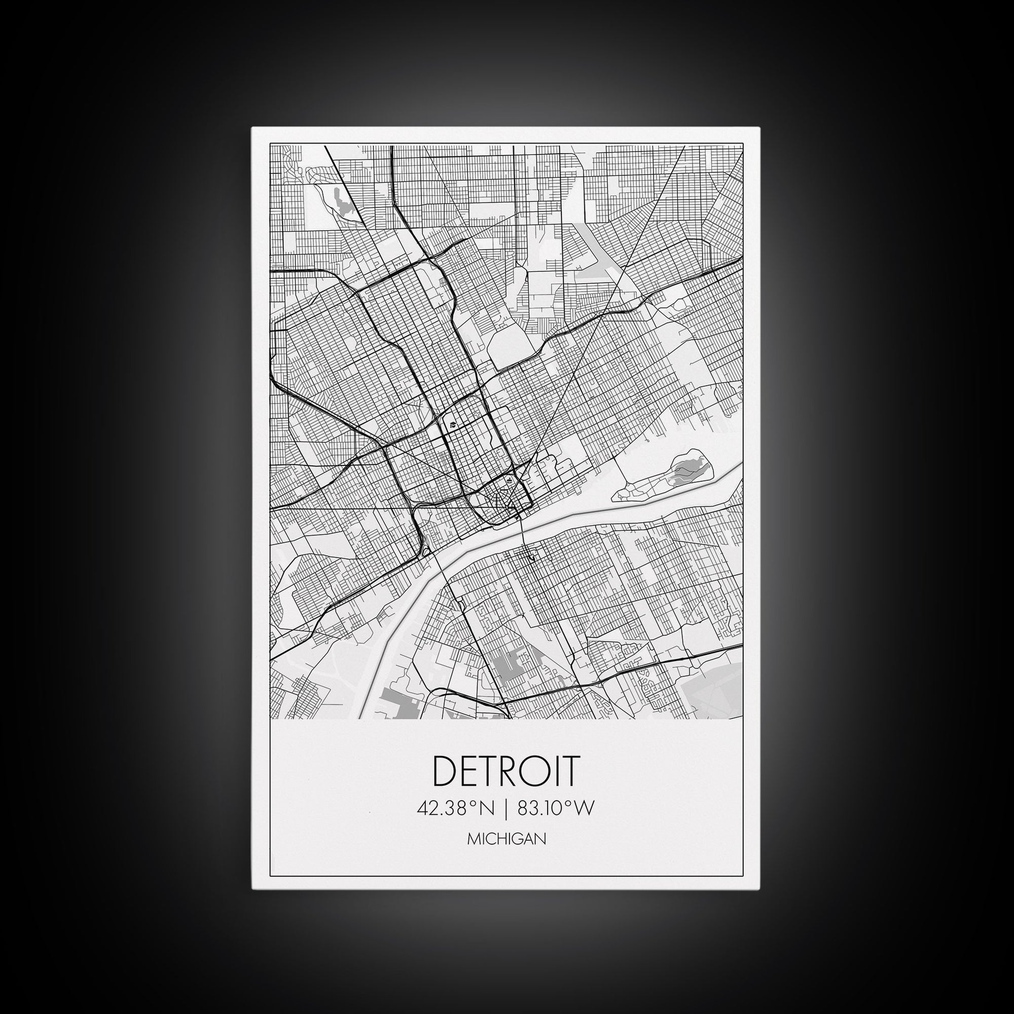 Detroit Street Map, Michigan Map, City Map Art, Minimalist Art, Wall Art, Canvas Print, Wall Art Bedroom, Travel Prints, Gift For Couple