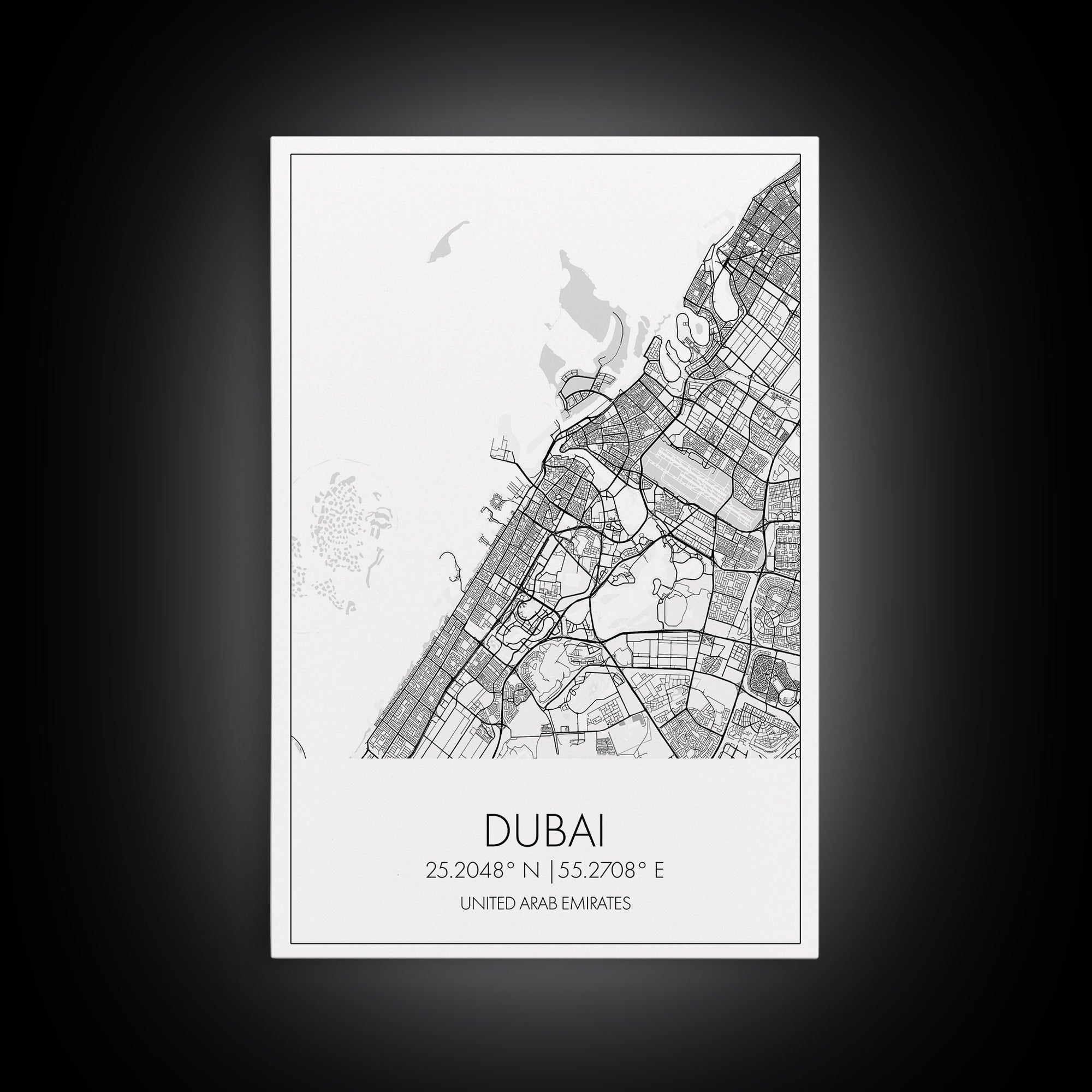 Dubai Street Map, UAE Map, City Map Art, Minimalist Art, Wall Art, Canvas Print, Aviation Gift, Travel Art, Office Décor, Unique Wall Art