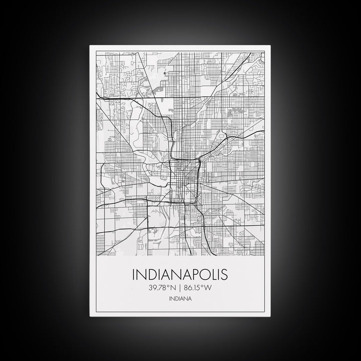 Indianapolis Street Map, Indiana Map, City Map Art, Minimalist Art, Wall Art, Canvas Print, Travel Wall Art, Gifts For Him, Living Room Art