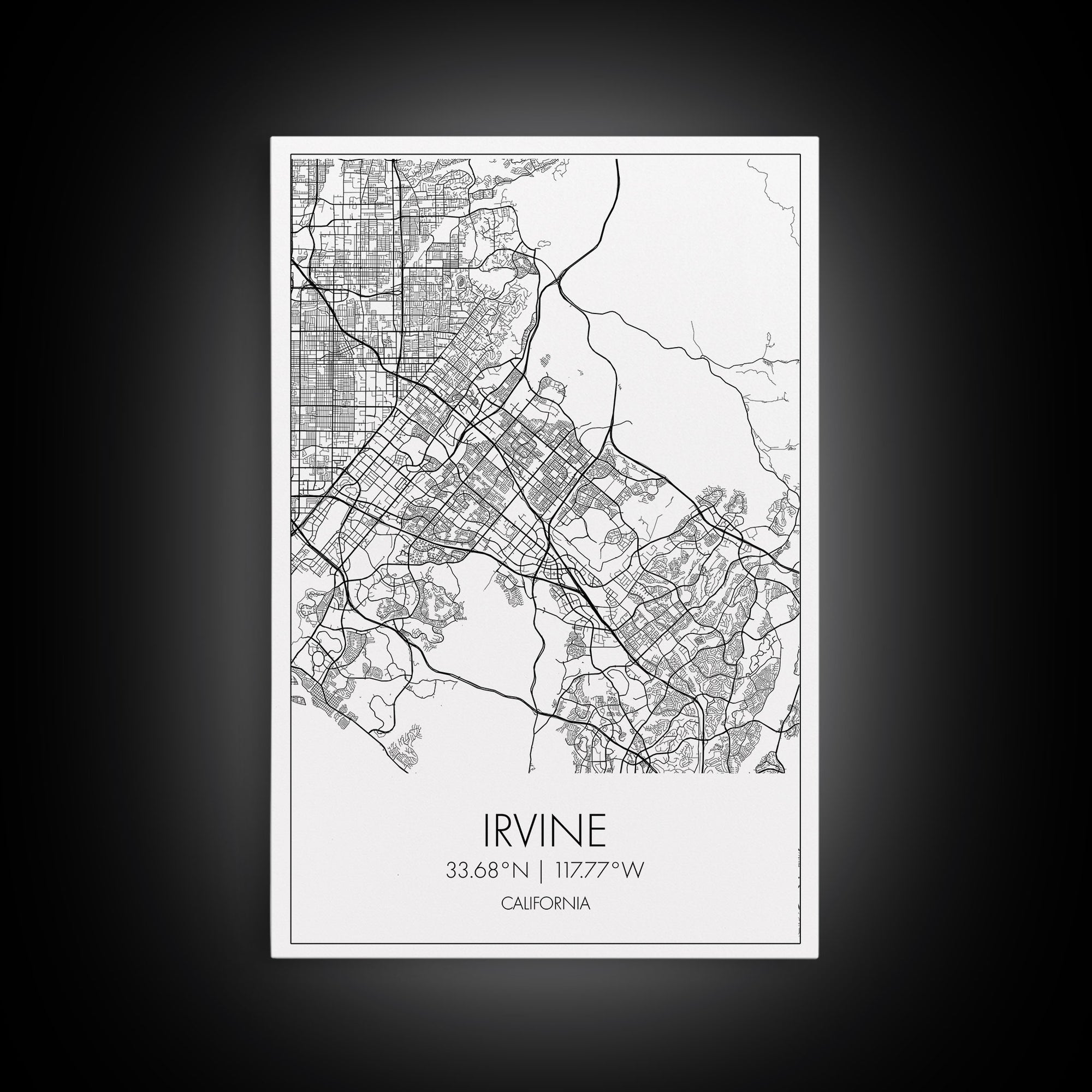 Irvine Street Map, California Map, City Map Art, Minimalist Art, Wall Art, Canvas Print, Travel Wall Print, Gift For Her, Home Office Art