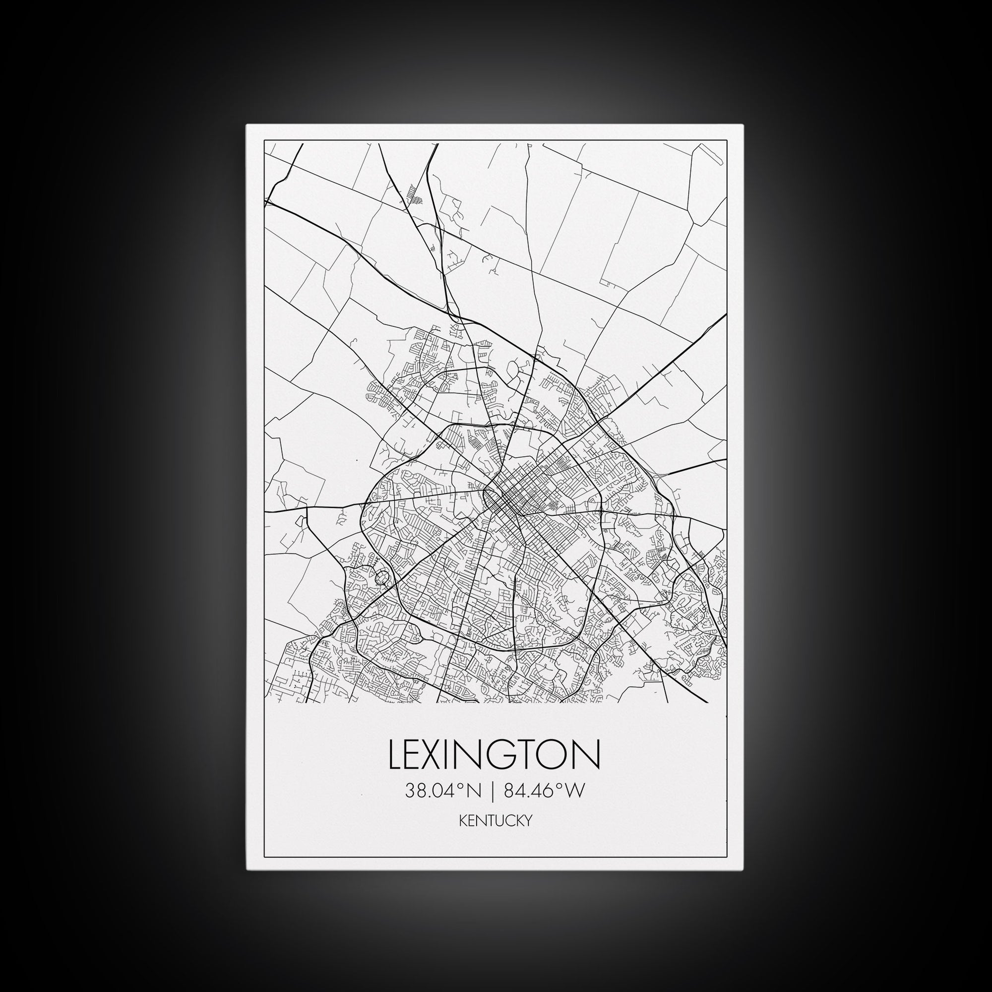 Lexington Street Map, Kentucky Map, City Map Art, Modern Wall Art, Wall Art, Canvas Print, Travel Wall Art, Dorm Room Décor, Engagement Gift