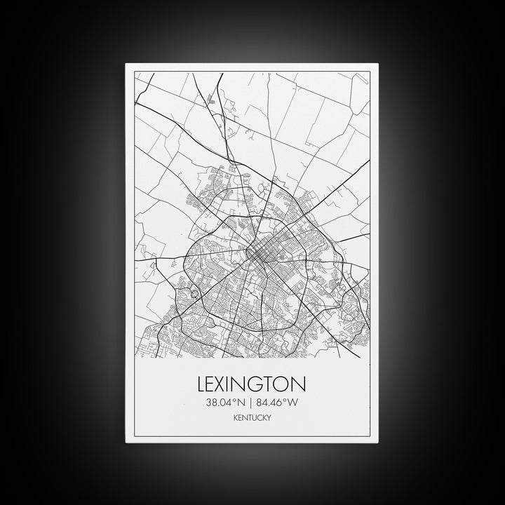 Lexington Street Map, Kentucky Map, City Map Art, Modern Wall Art, Wall Art, Canvas Print, Travel Wall Art, Dorm Room Décor, Engagement Gift